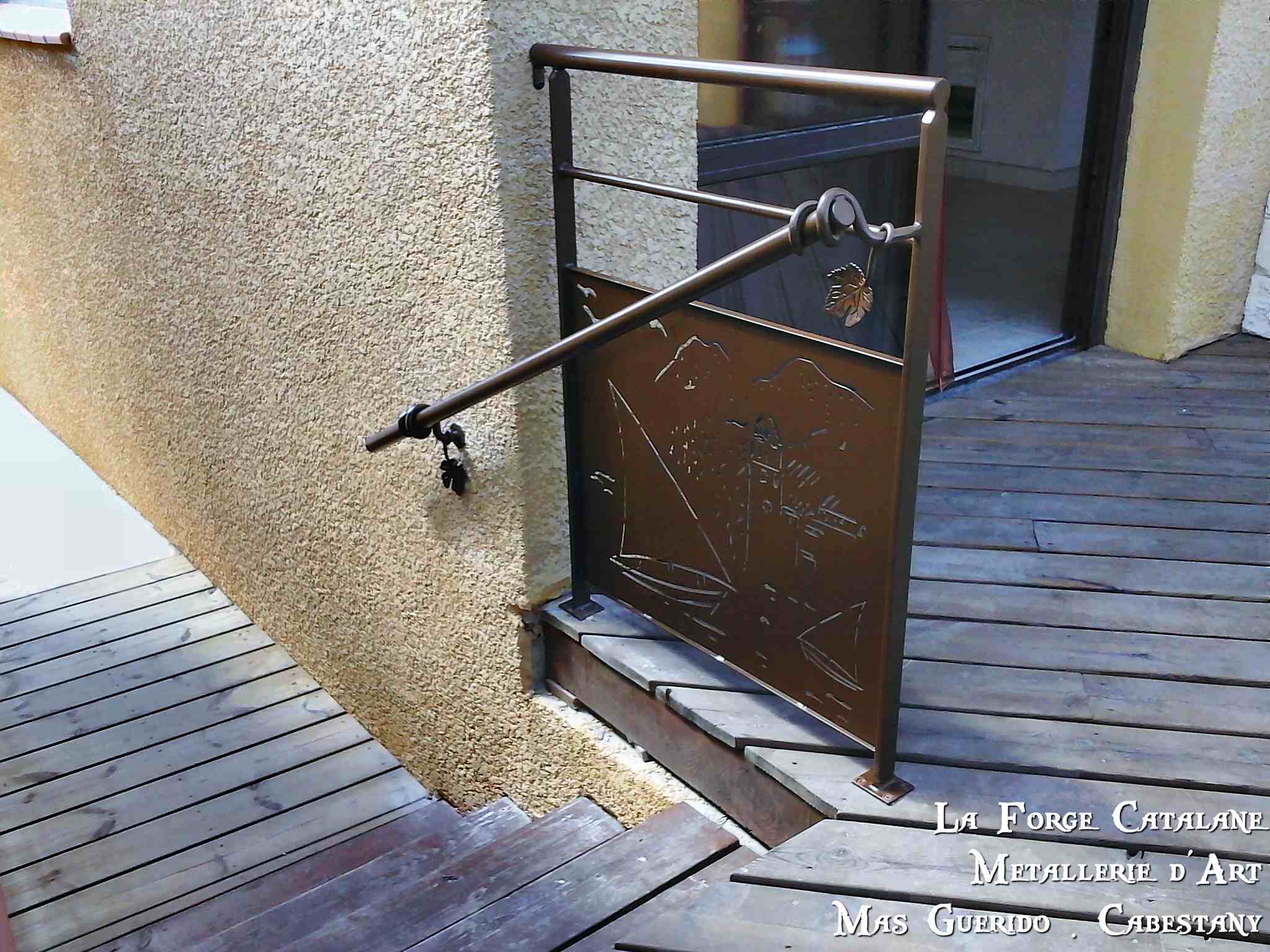 rambarde rampant rampe main courante garde corps travail a chaud decoupe laser  fer La Forge Catalane.jpg